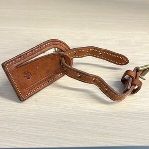 Mulberry Saddle Brown Tan Leather Luggage Tag Brass Hardware